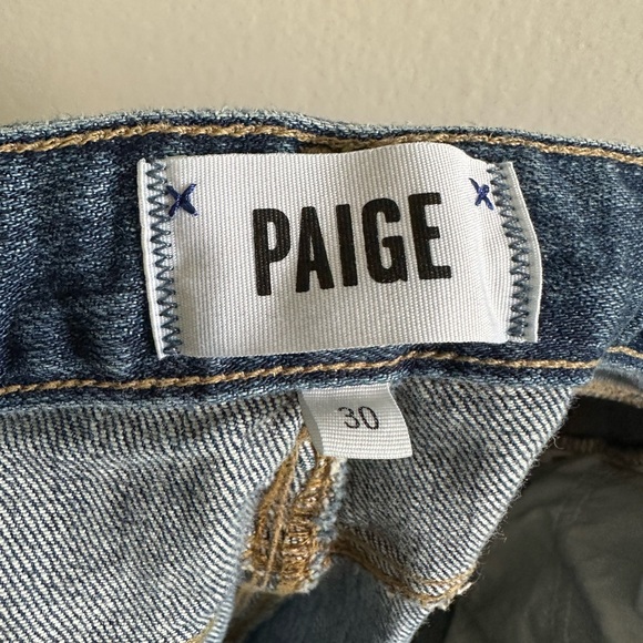 PAIGE Blue Denim High Rise Sarah Straight Lexington Designer Jeans Size 30 EUC - Picture 6 of 12